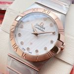 Omega 4th Constellation 27MM 18K Gold 1376 Quartz Movement Rose Gold Bezel Lady Watch